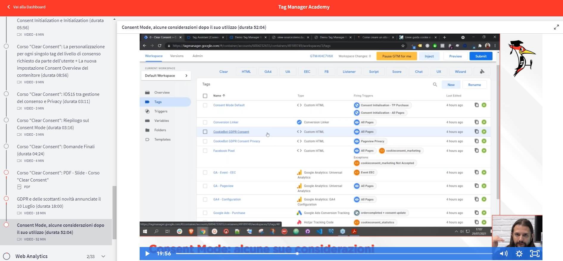 clear consent corso sul consent mode e google tag manager